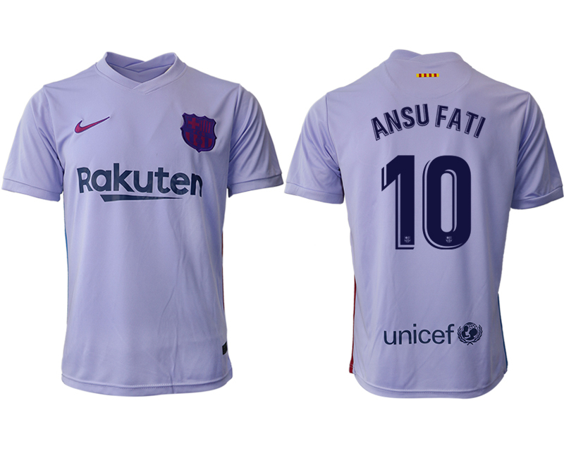 Men 2021-2022 Club Barcelona away aaa version purple #10 Soccer Jersey1